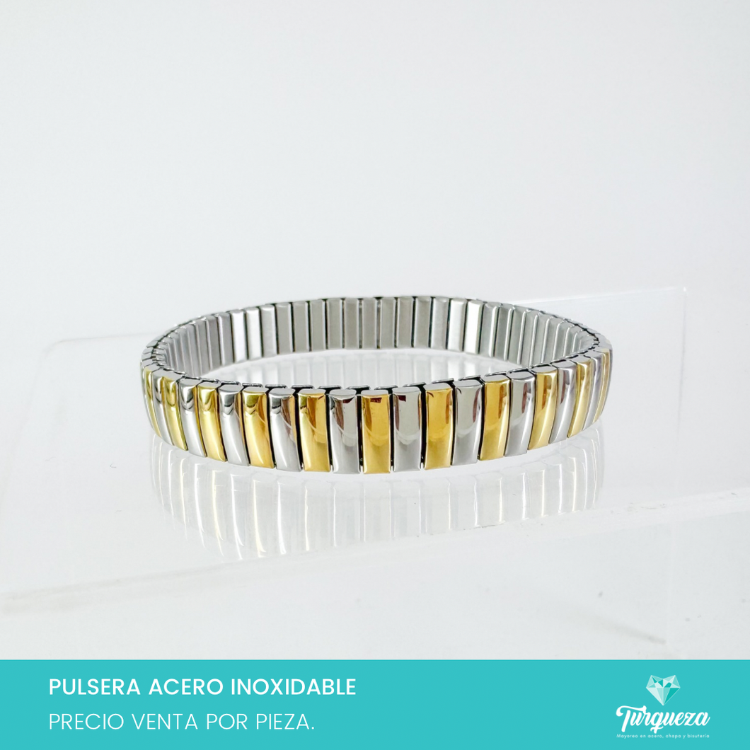 Pulsera Brazalete Armadillo Bitono Acero Inoxidable