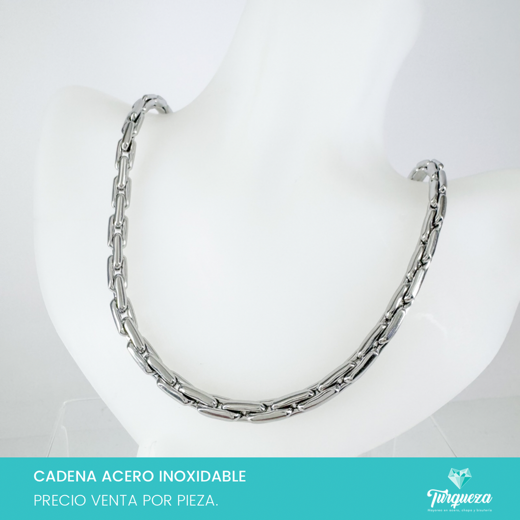 Cadena Cuadros Chunky Plateado (60cm-6mm) Acero Inoxidable