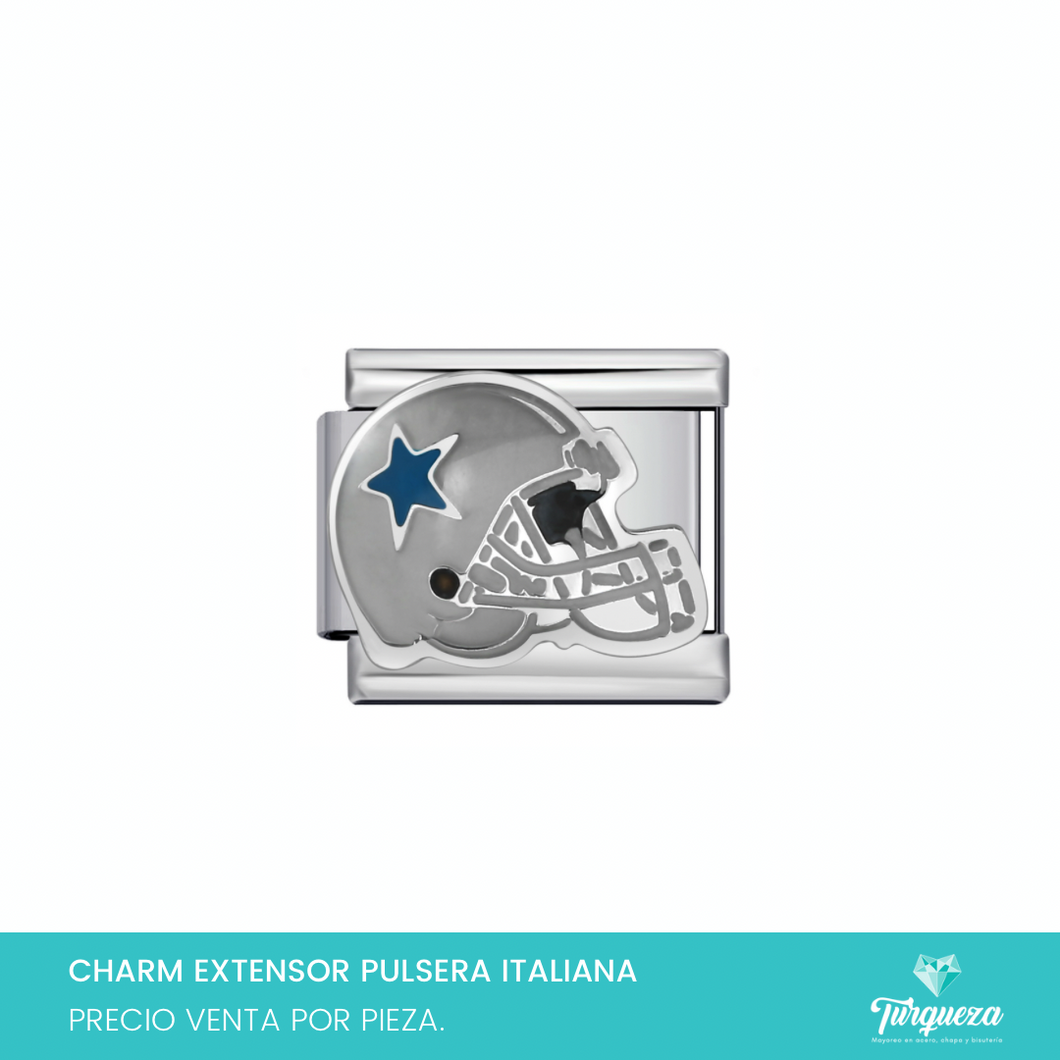 Dije Charm Casco para Pulsera Tipo Italiana Plateado Acero Inoxidable