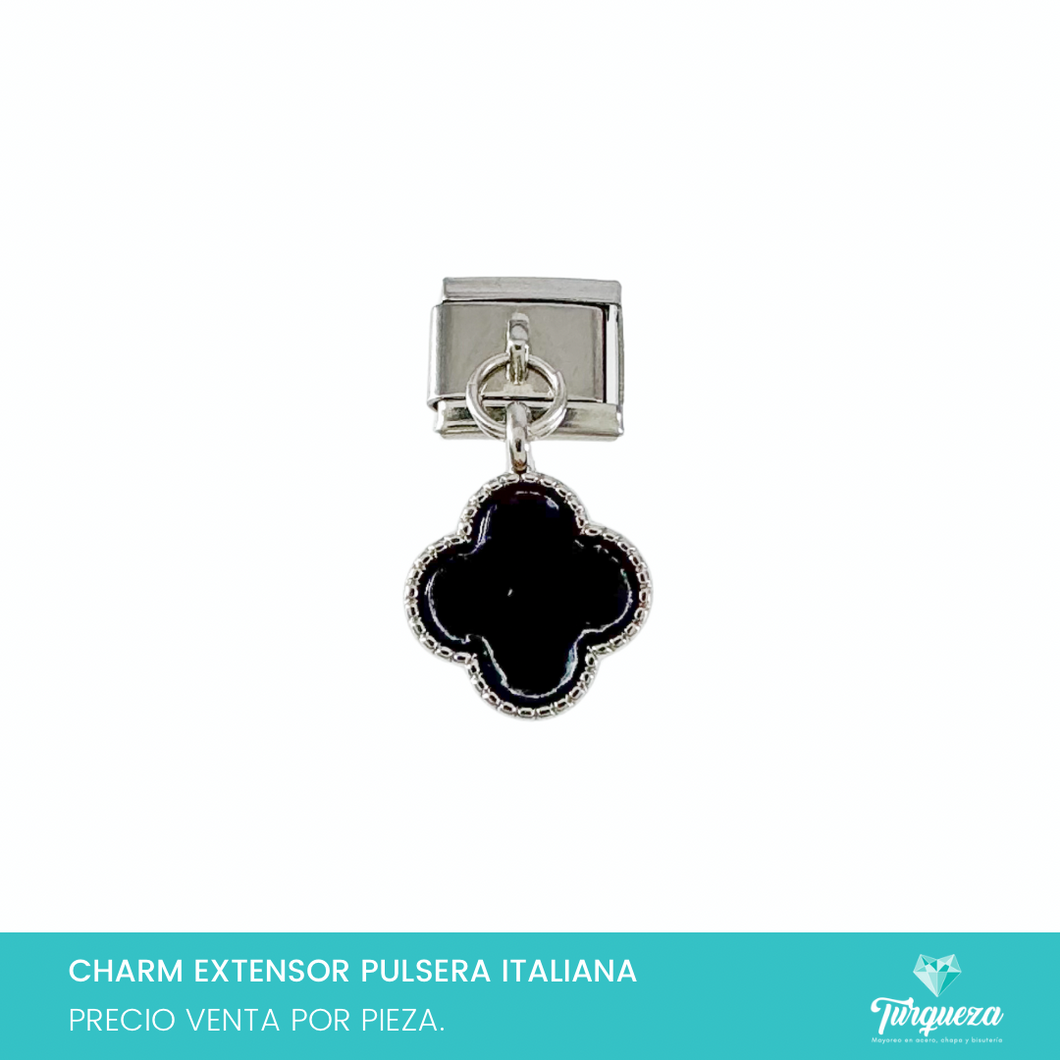 Dije Charm Trebol Colgante para Pulsera Tipo Italiana Plateado Acero Inoxidable