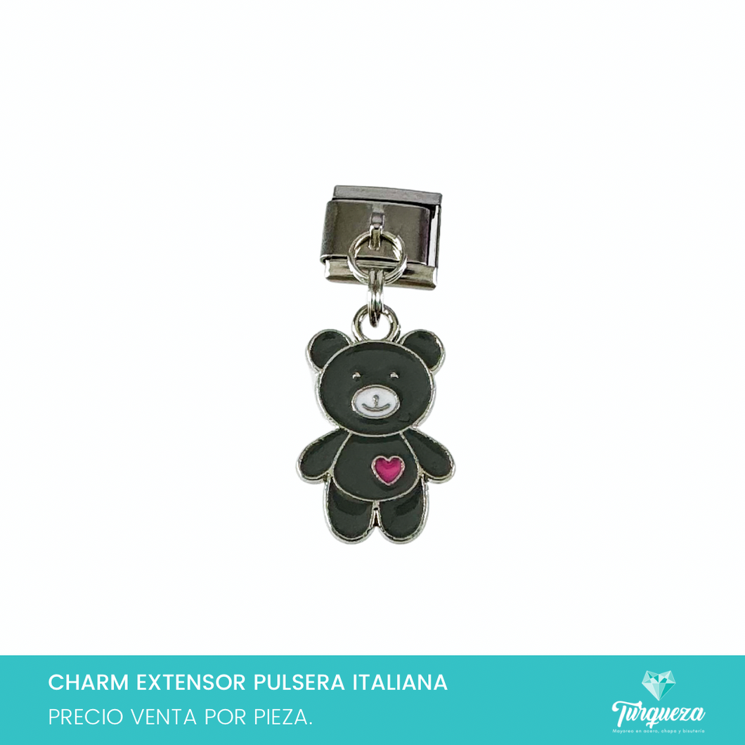 Dije Charm Oso Colgante para Pulsera Tipo Italiana Plateado Acero Inoxidable