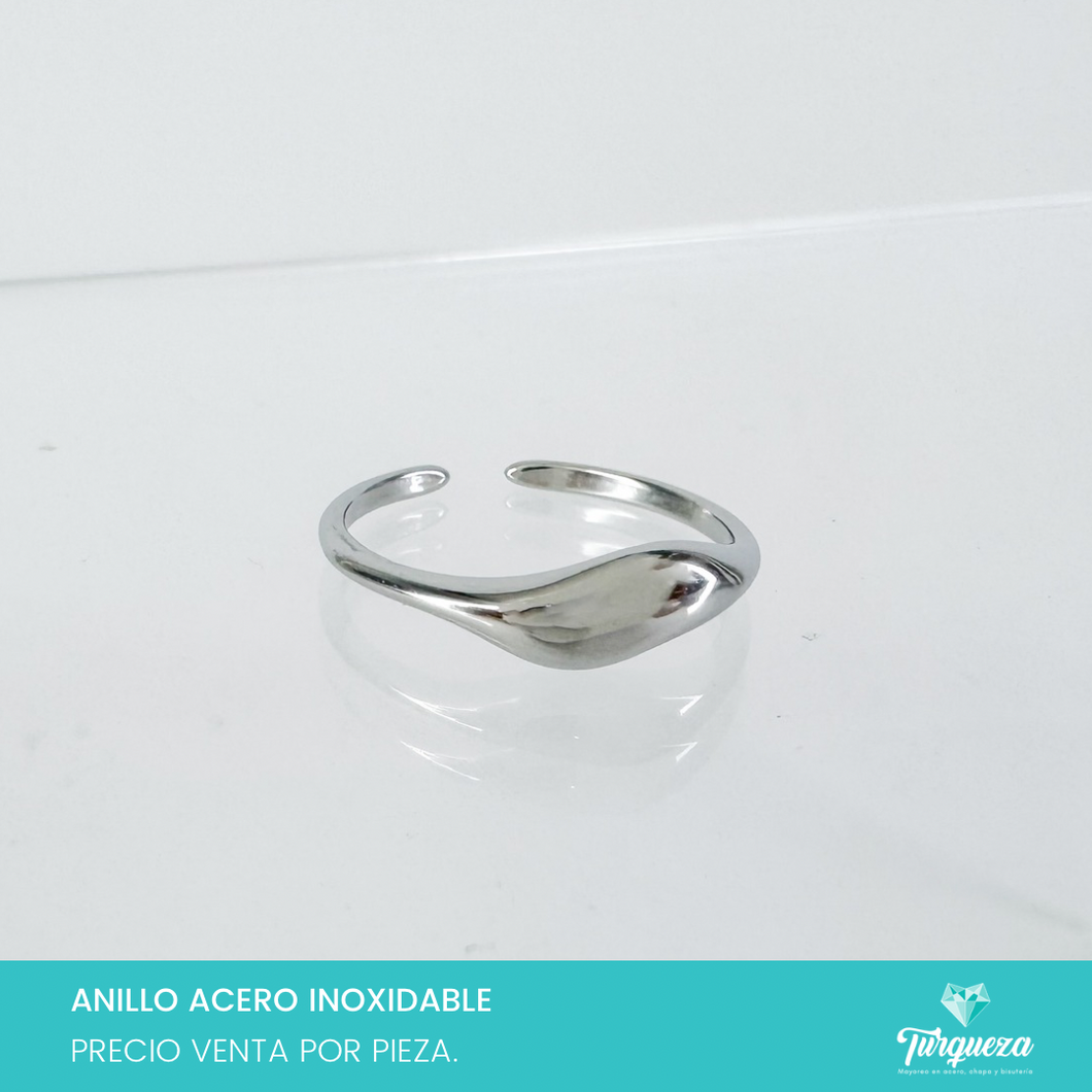 Anillo Curly Plateado Acero Inoxidable