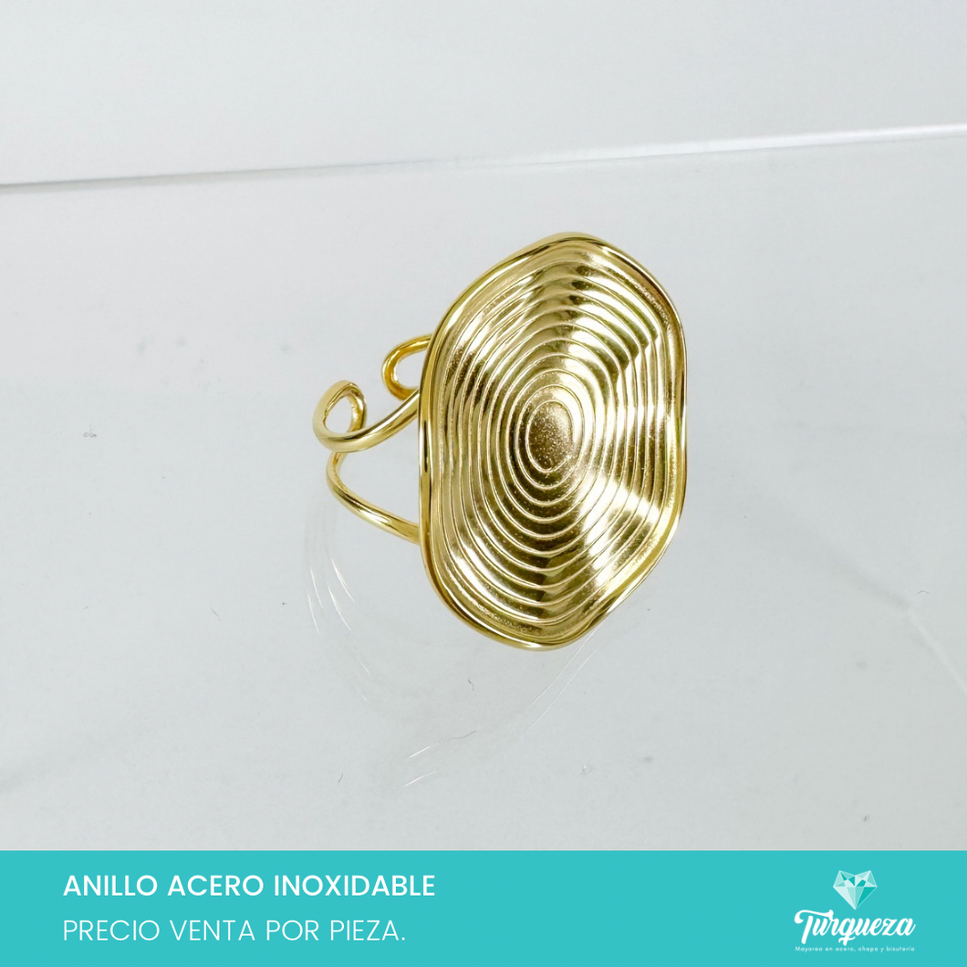 Anillo Circular Chunky Dorado Acero Inoxidable