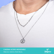Cargar imagen en el visor de la galería, Collar Doble San Benito Plateado Acero Inoxidable
