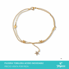 Cargar imagen en el visor de la galería, Pulsera Tobillera Estrellas Dorado Acero Inoxidable
