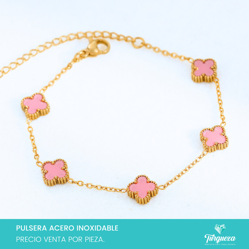 Pulsera Dupe Flor VC Chica Dorada Acero Inoxidable