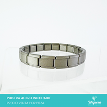 Load image into Gallery viewer, Pulsera Tipo Italiana Gris Mate (18 charms 8mm x 1cm) Acero Inoxidable
