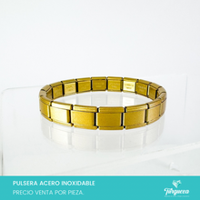 Load image into Gallery viewer, Pulsera Tipo Italiana Dorada Mate (18 charms 8mm x 1cm) Acero Inoxidable
