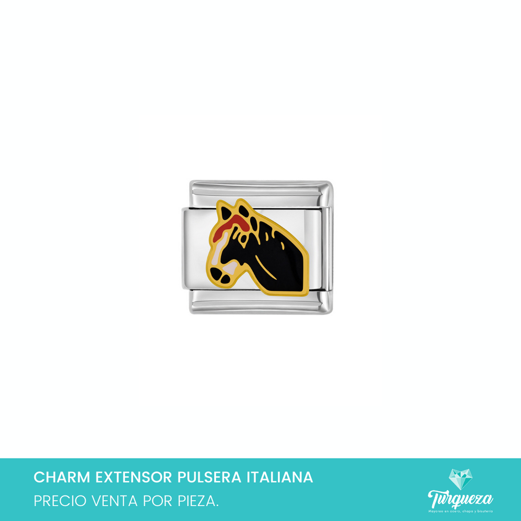 Dije Charm Caballo para Pulsera Tipo Italiana Plateado Acero Inoxidable