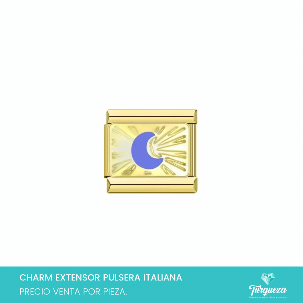 Dije Charm Luna para Pulsera Tipo Italiana Dorado Acero Inoxidable