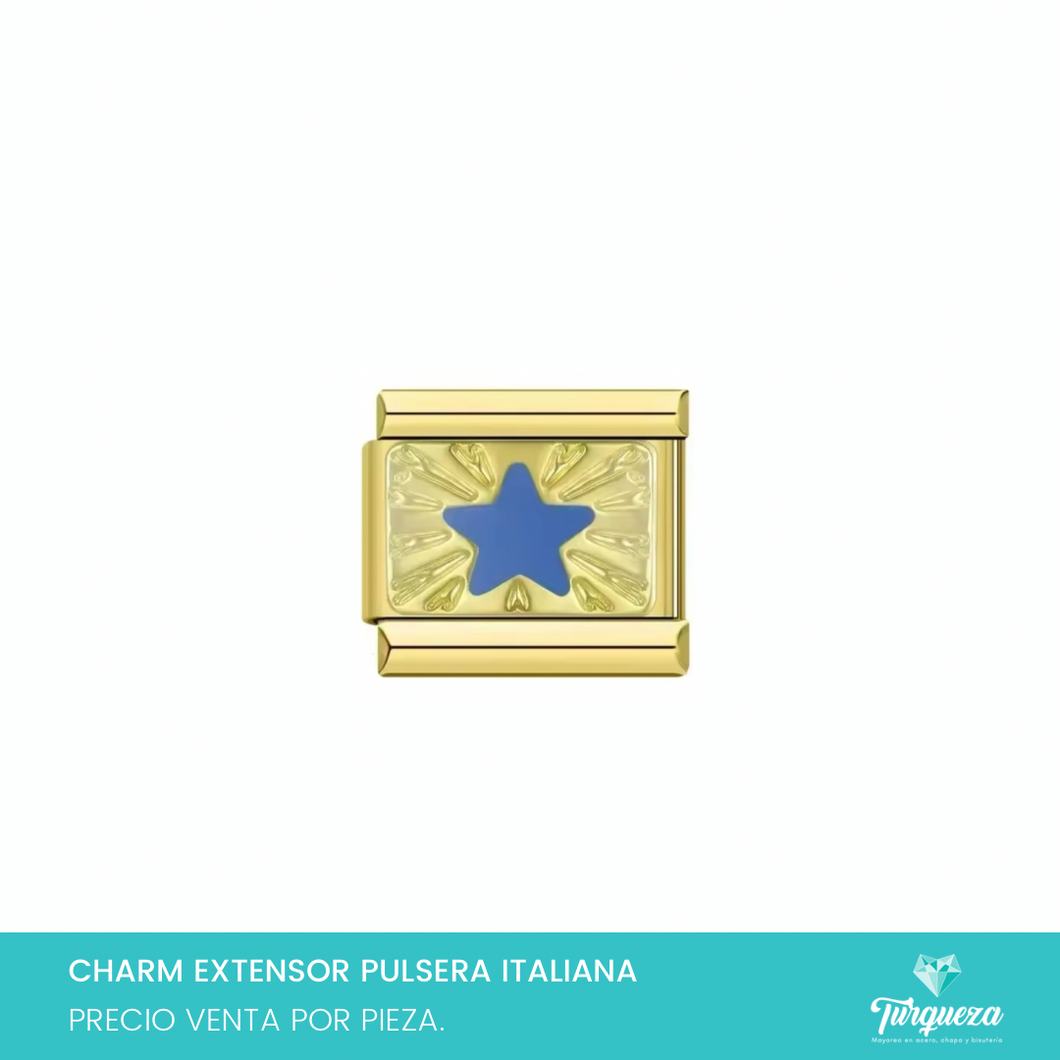 Dije Charm Estrella para Pulsera Tipo Italiana Dorado Acero Inoxidable