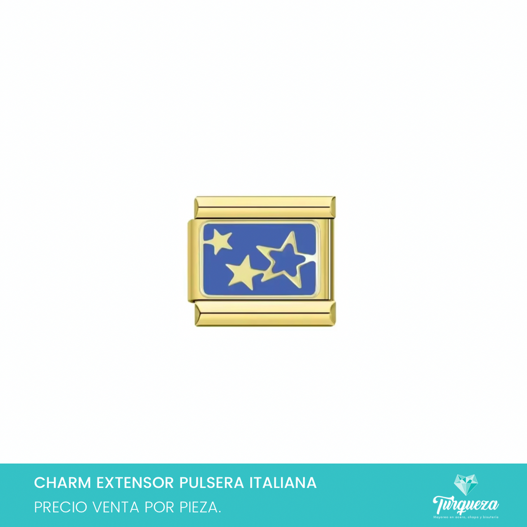 Dije Charm Estrellas para Pulsera Tipo Italiana Dorado Acero Inoxidable