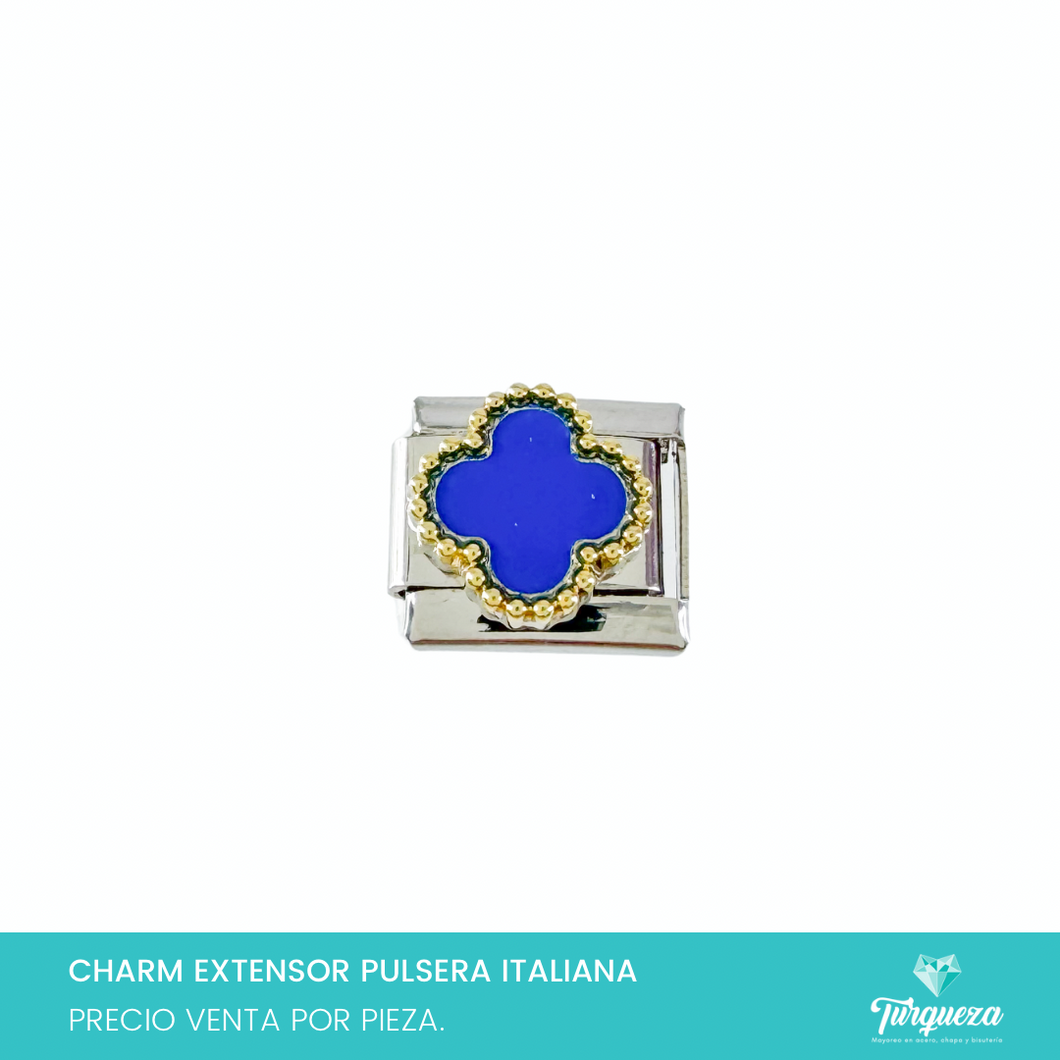 Dije Charm Trebol para Pulsera Tipo Italiana Plateado Acero Inoxidable