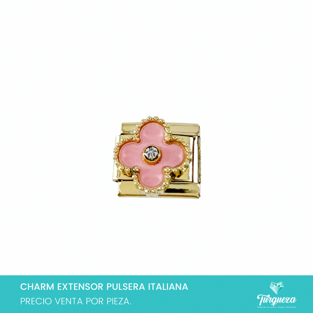 Dije Charm Trebol para Pulsera Tipo Italiana Dorado Acero Inoxidableo