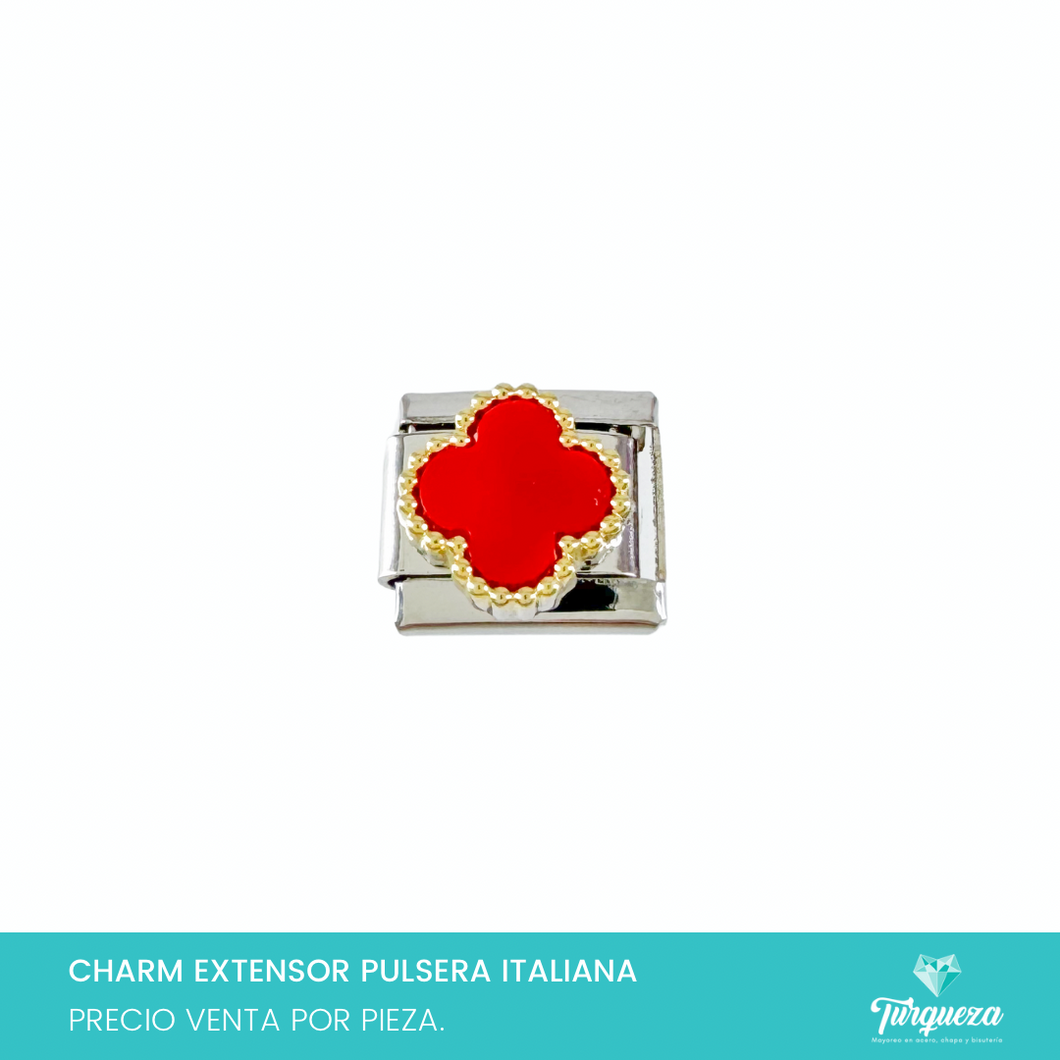 Dije Charm Trebol para Pulsera Tipo Italiana Plateado Acero Inoxidable