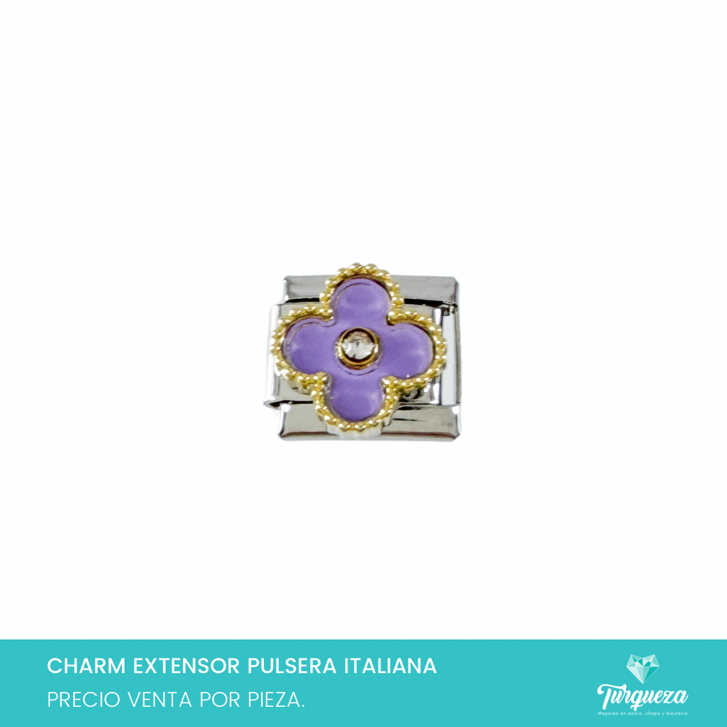 Dije Charm Trebol para Pulsera Tipo Italiana Plateado Acero Inoxidable