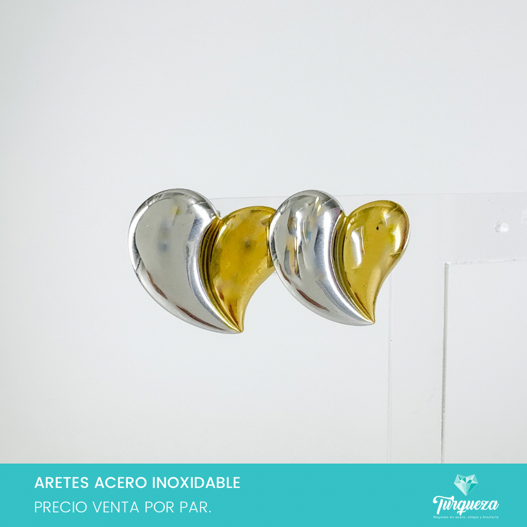 Arete Corazon Bitono 3cm Acero Inoxidable