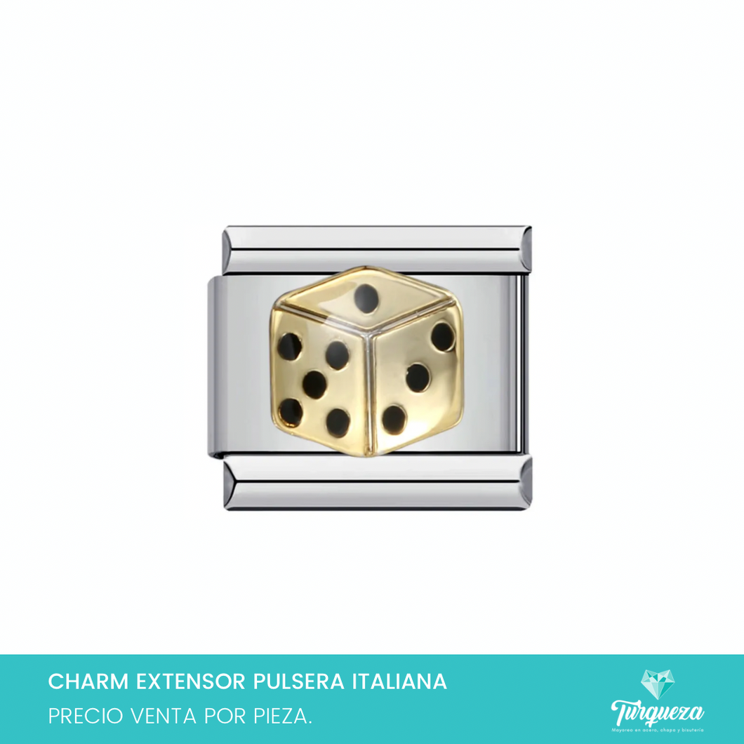 Dije Charm Dado para Pulsera Tipo Italiana Acero Inoxidable
