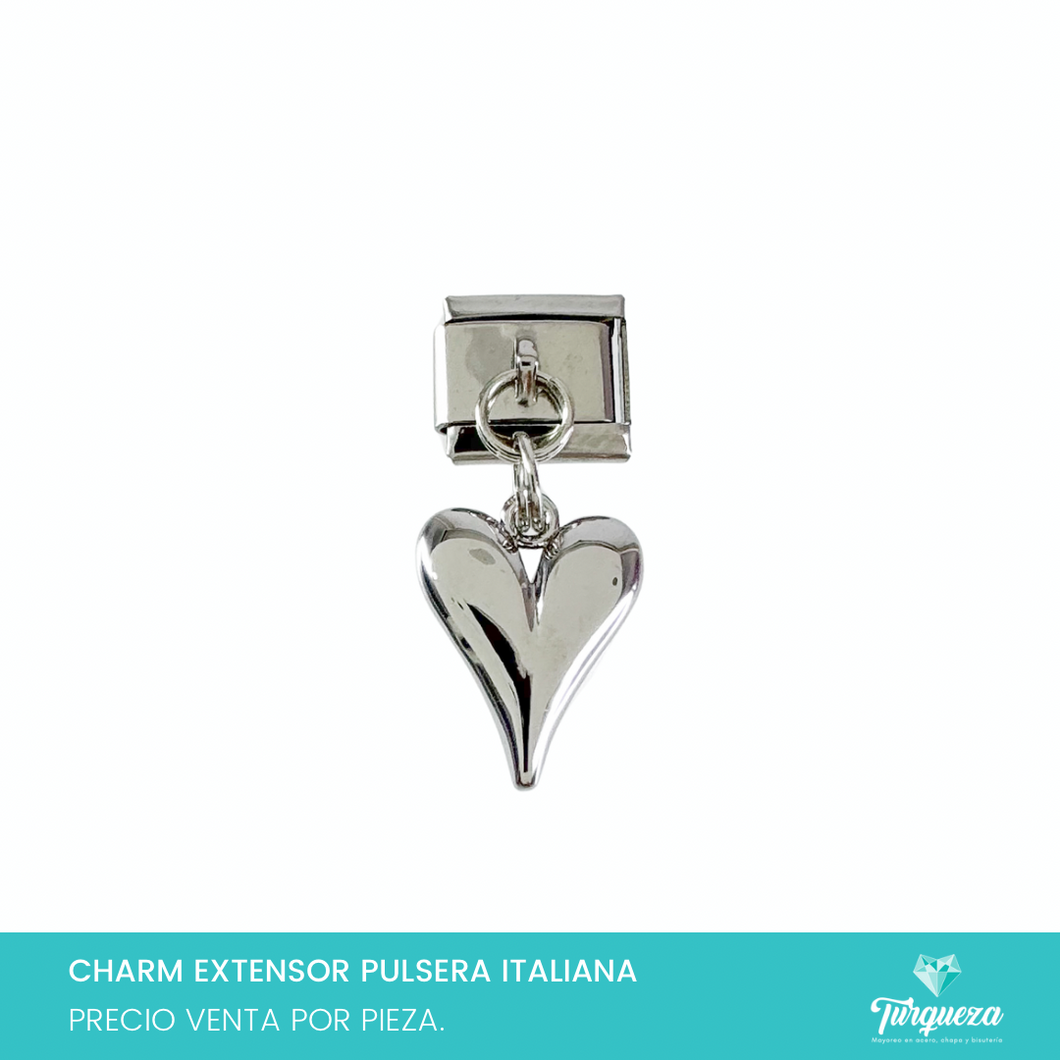 Dije Charm Corazon Colgante para Pulsera Tipo Italiana Acero Inoxidable