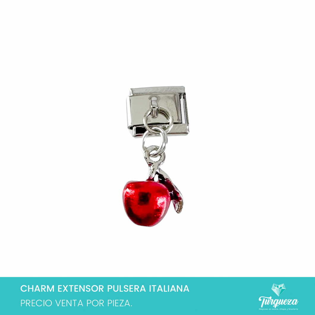 Dije Charm Manzana Colgante para Pulsera Tipo Italiana Acero Inoxidable