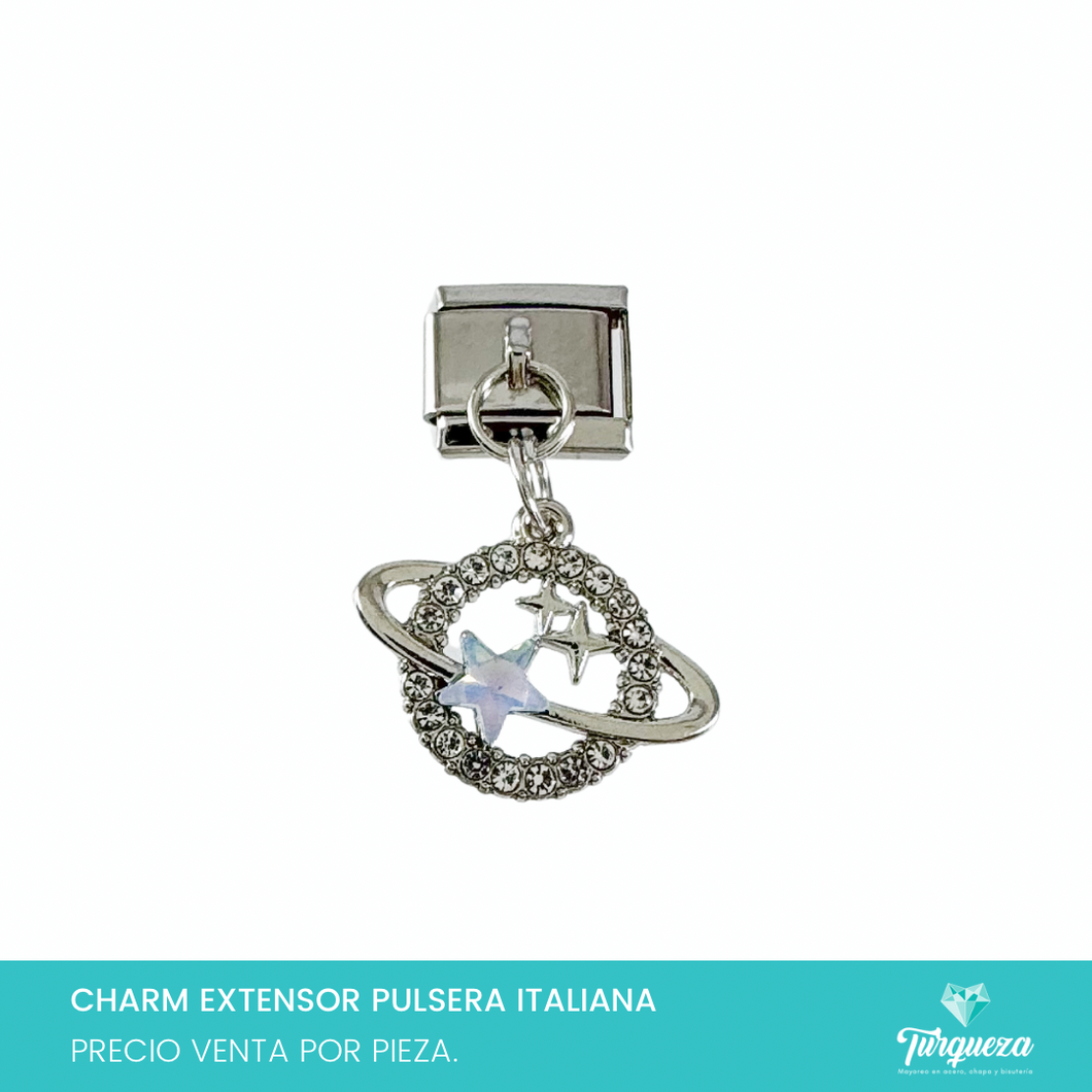 Dije Charm Planeta Colgante para Pulsera Tipo Italiana Acero Inoxidable