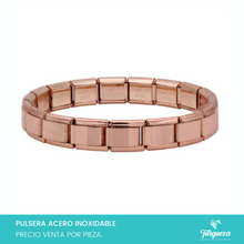 Cargar imagen en el visor de la galería, Pulsera Tipo Italiana Rose Gold (18 charms 8mm x 1cm) Acero Inoxidable
