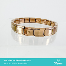 Cargar imagen en el visor de la galería, Pulsera Tipo Italiana Rose Gold (18 charms 8mm x 1cm) Acero Inoxidable
