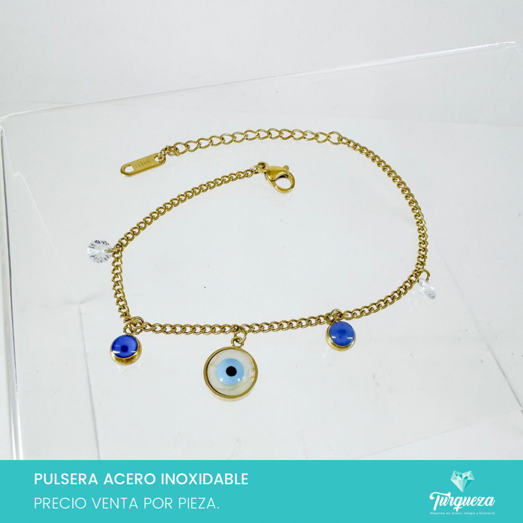 Pulsera Ojo Dorado Acero Inoxidable