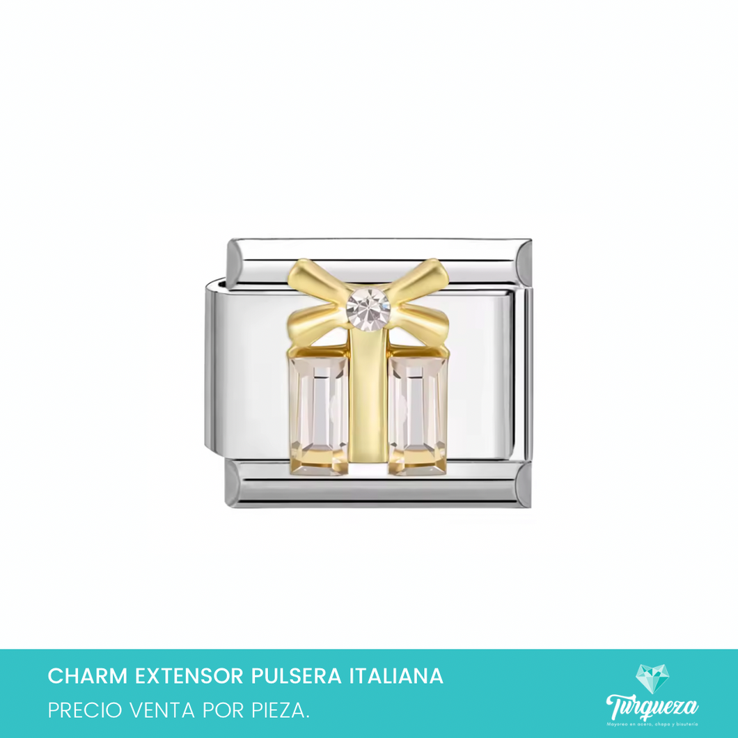 Dije Charm Regalo Zirconia 3D para Pulsera Tipo Italiana Acero Inoxidable