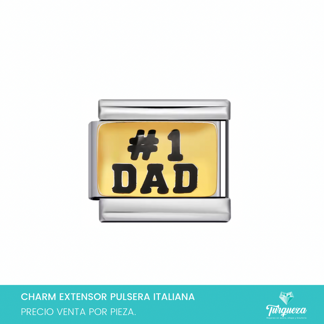 Dije Charm Dad para Pulsera Tipo Italiana Acero Inoxidable