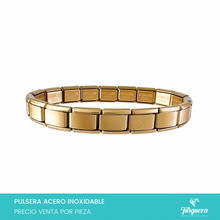 Cargar imagen en el visor de la galería, Pulsera Tipo Italiana Rose Gold Mate (18 charms 8mm x 1cm) Acero Inoxidable
