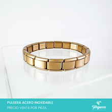 Cargar imagen en el visor de la galería, Pulsera Tipo Italiana Rose Gold Mate (18 charms 8mm x 1cm) Acero Inoxidable
