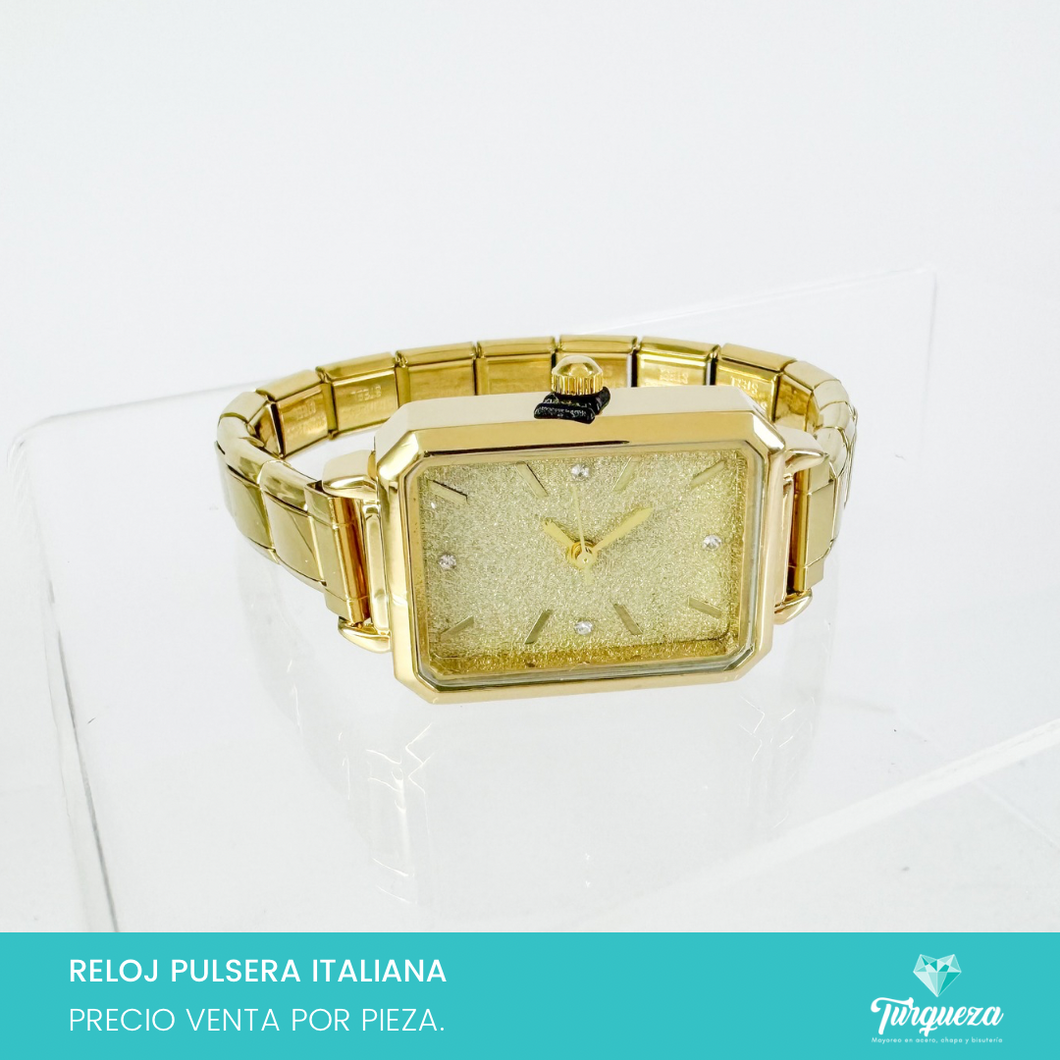 Reloj Pulsera Tipo Italiana (Caratula + 14 charms) Acero Inoxidable