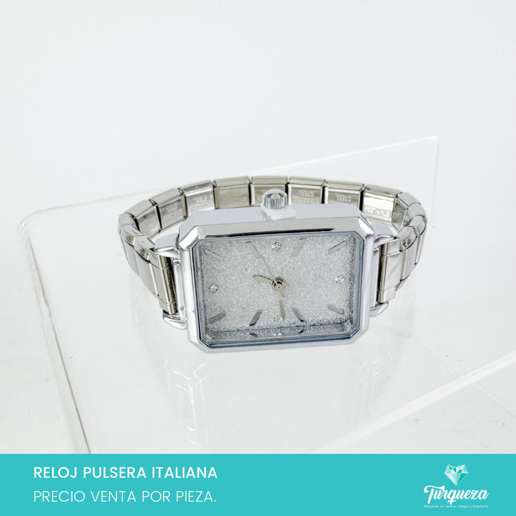 Reloj Pulsera Tipo Italiana (Caratula + 14 charms) Acero Inoxidable