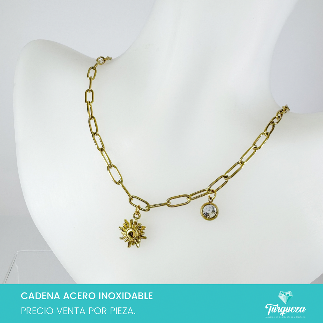 Collar Sol Dorado Acero Inoxidable