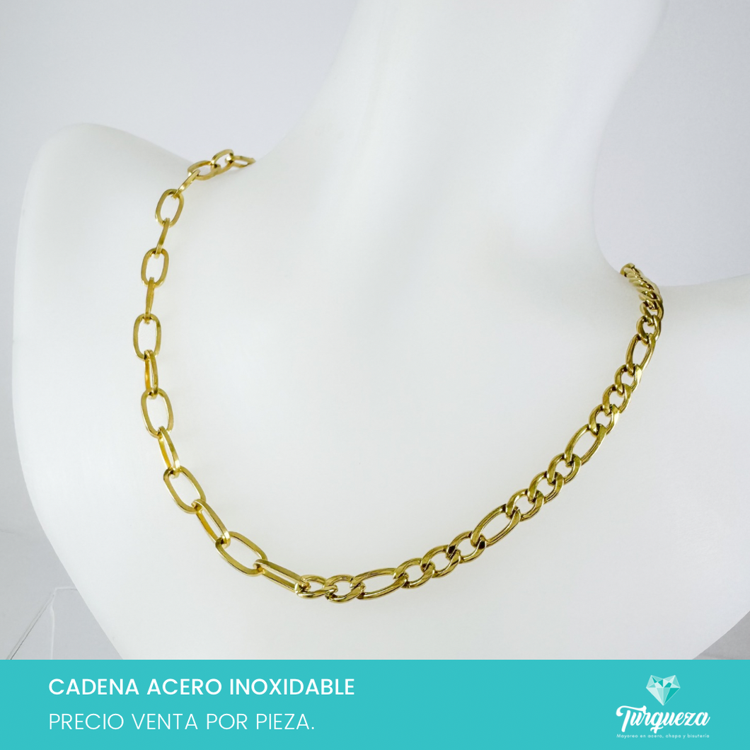 Collar Cadena Doble Dorado Acero Inoxidable