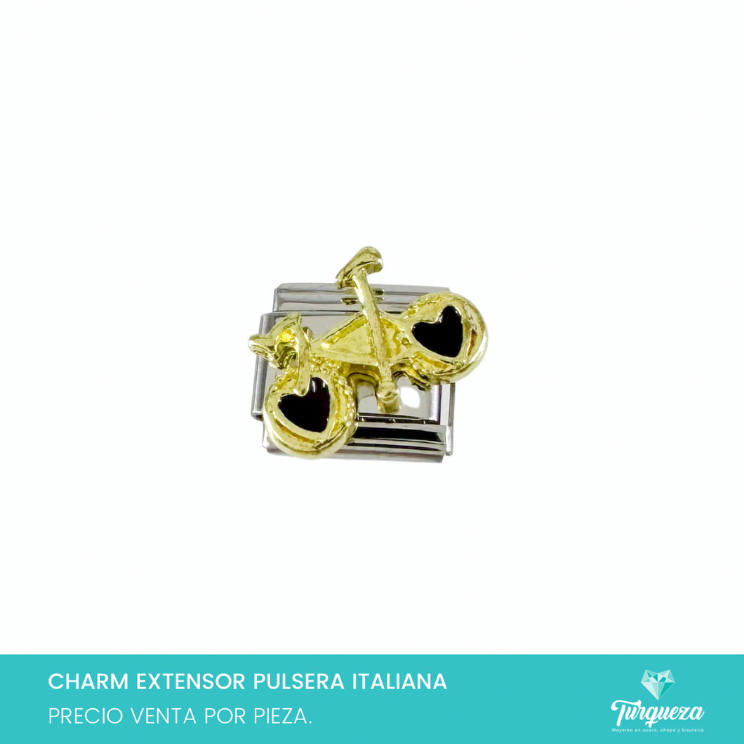 Dije Charm Bicicleta para Pulsera Tipo Italiana Plateado Acero Inoxidable