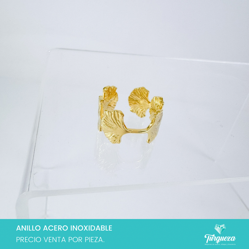 Anillo Plantas Ajustable Dorado Acero Inoxidabler