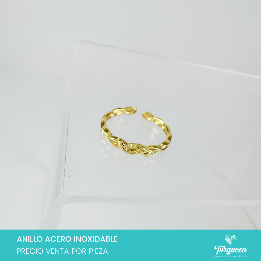 Anillo Torcido Ajustable Dorado Acero Inoxidable