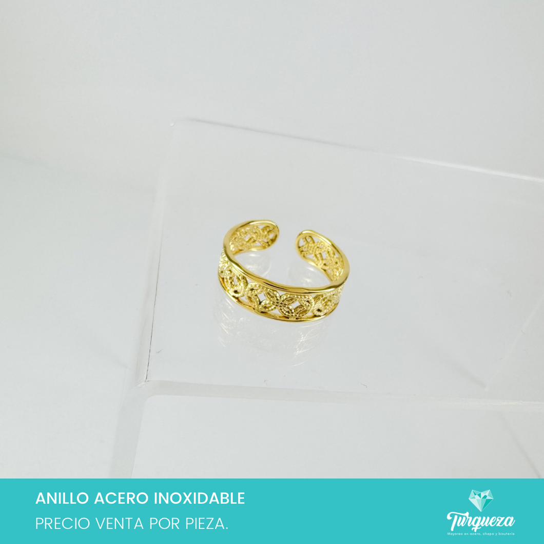 Anillo Ajustable Dorado Acero Inoxidable