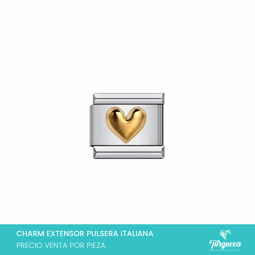 Dije Charm Corazon para Pulsera Tipo Italiana Plateado Acero Inoxidable