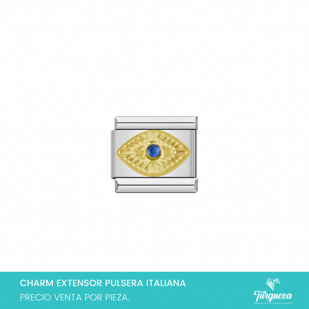 Dije Charm Ojo para Pulsera Tipo Italiana Plateado Acero Inoxidable