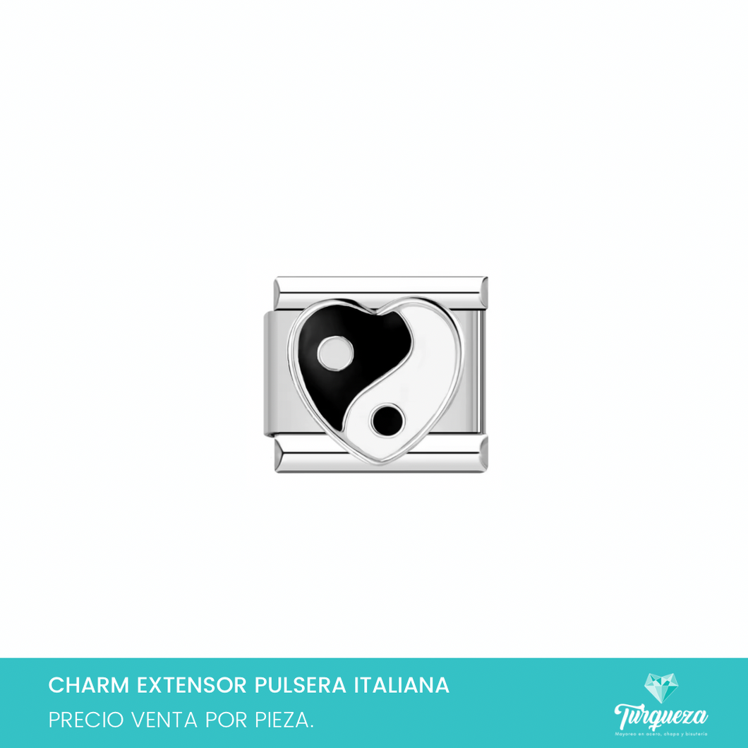 Dije Charm Yin Yang para Pulsera Tipo Italiana Plateado Acero Inoxidable