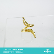 Cargar imagen en el visor de la galería, Anillo Curly Dorado Acero Inoxidable
