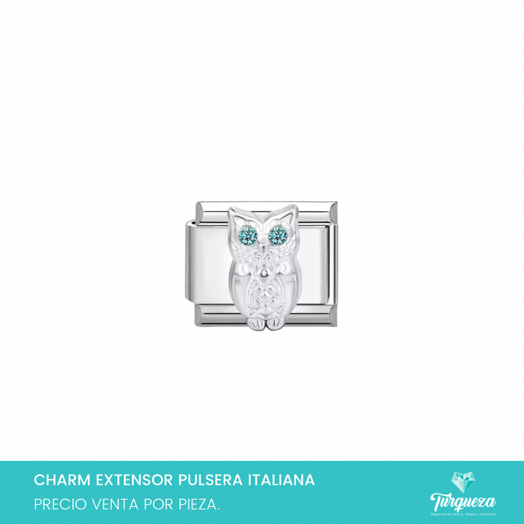 Dije Charm Buho para Pulsera Tipo Italiana Plateado Acero Inoxidable