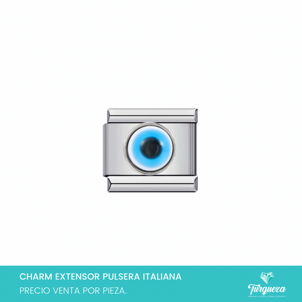 Dije Charm Ojo para Pulsera Tipo Italiana Plateado Acero Inoxidable