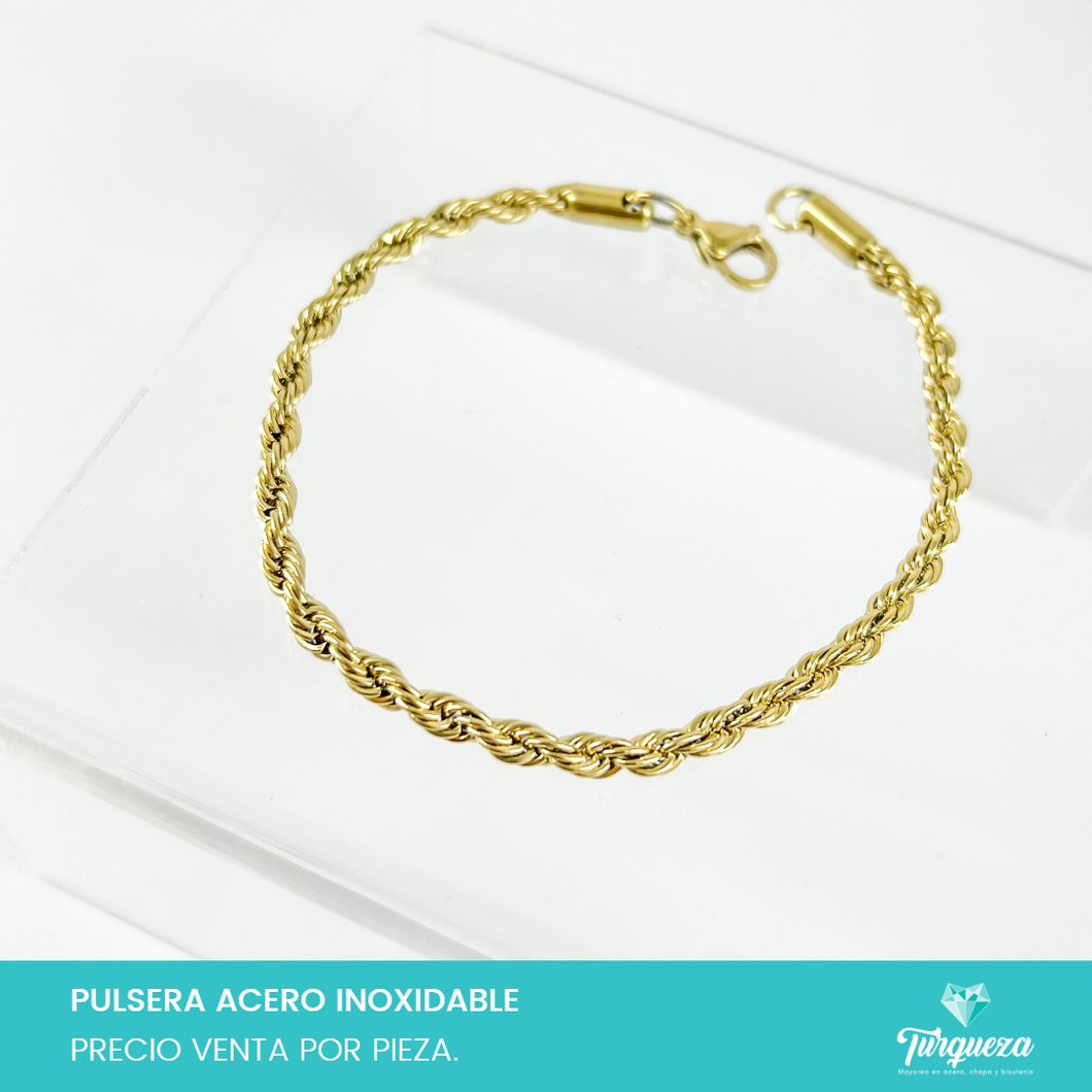 Pulsera Torsal Dorada (19cm-5mm) Acero Inoxidable
