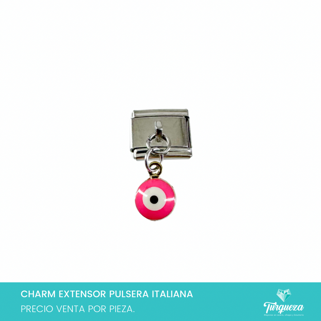Dije Charm Ojo Colgante para Pulsera Tipo Italiana Plateado Acero Inoxidable