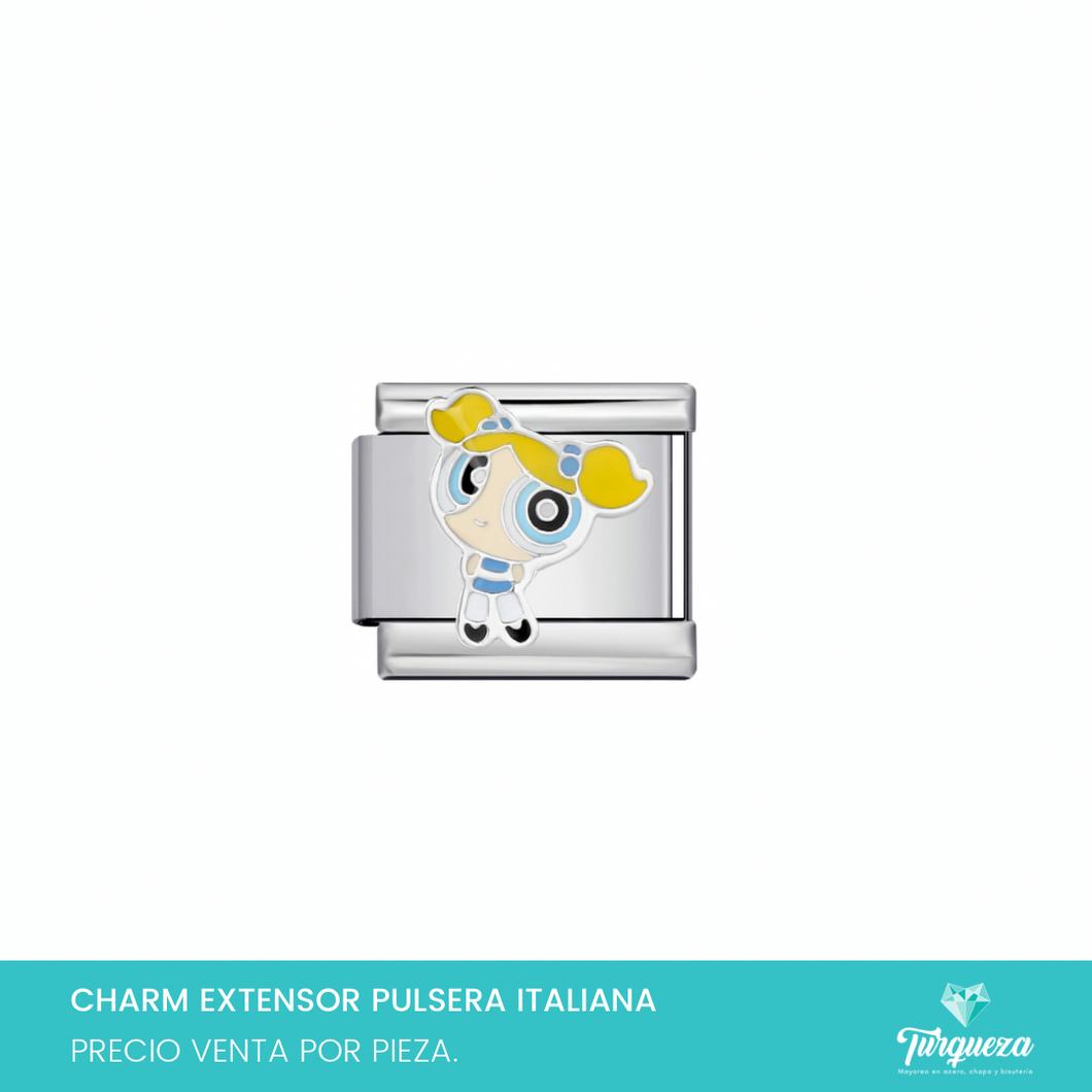 Dije Charm Chica Super Burbuja para Pulsera Tipo Italiana Plateado Acero Inoxidable
