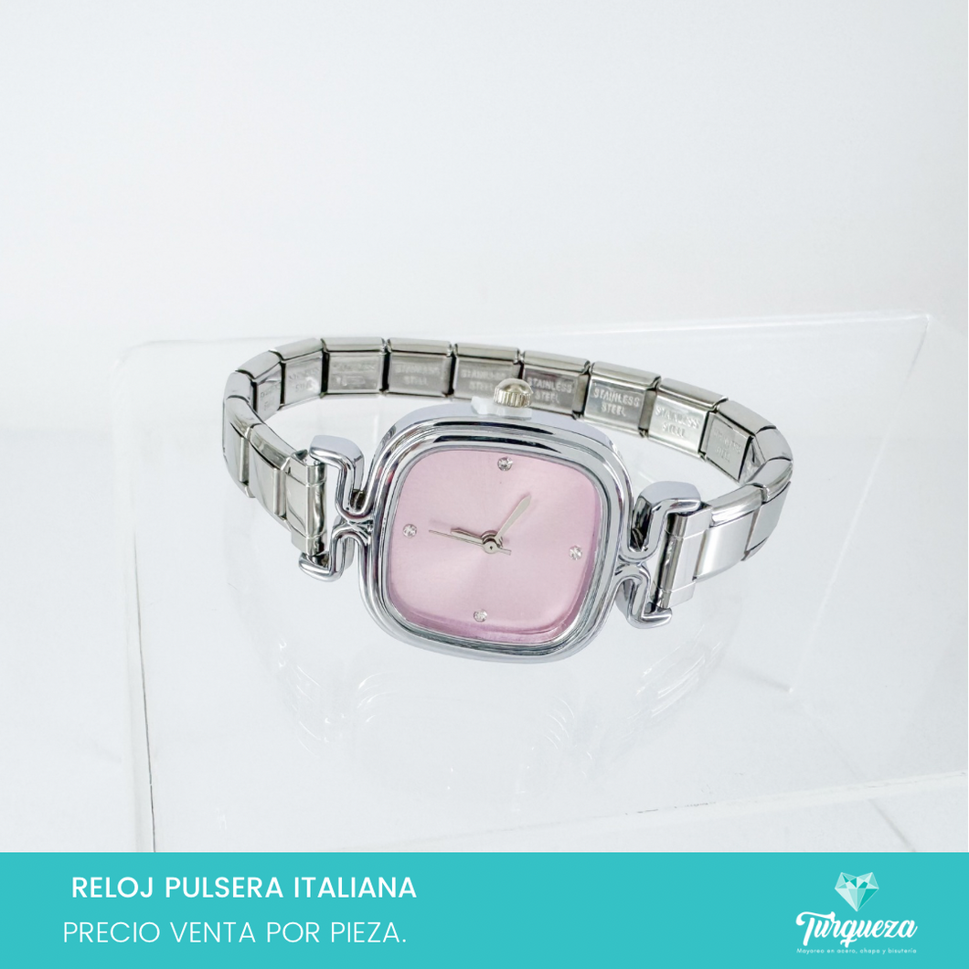 Reloj Pulsera Tipo Italiana (Caratula + 14 charms) Acero Inoxidable